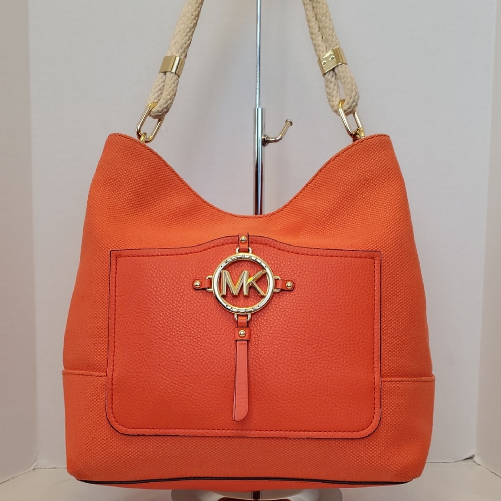 Michael Kors Amy Large Rope Shoulder Bag – Orange & Gold – Coastal Chic - GUC